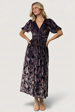 Dahlia Velvet Dress | Indigo + Purple Floral