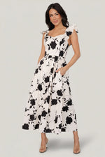 Bridget Midi Dress | Ivory + Black Floral