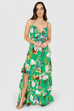 Dolores Ruffle Maxi Dress | Green Multi