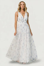 Kamila Tulle Maxi Dress | White Floral