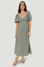 Indie Back Tie Dress | Dusty Green