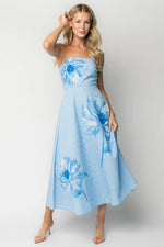 Genesis Strapless Midi Dress | Light Blue