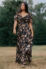Positano Maxi Dress | Black + Golden Floral