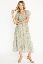 Monica Smocked Dress | Dusty Sage + Terracotta