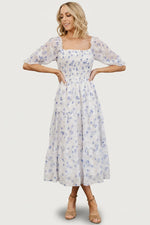 Fabian Jacquard Midi Dress | Blue Floral