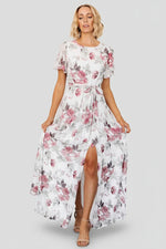 Naomi Short Sleeve Maxi Dress | Off White + Rose Floral
