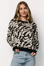 Petra Knit Sweater Top | Black + Ivory