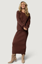 Blair Rib Knit Cardigan | Mahogany
