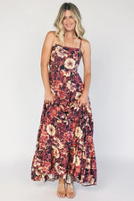 Silvia Tiered Maxi Dress | Deep Berry Floral