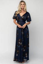 Whitney Mesh Maxi Dress | Navy Dark Floral