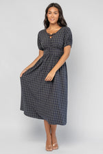Rosalyn Midi Dress | Navy Plaid