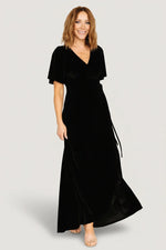 Katelyn Velvet Maxi Wrap Dress | Black