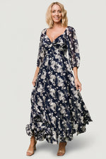 Estefania Maxi Dress | Navy + Off White Floral