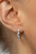 Aria Crystal Hoop Earrings | Silver