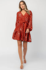 Elspeth Short Dress | Rust Floral