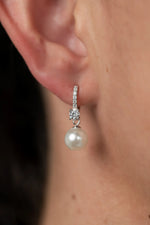 Isabella Pearl Hoop Earrings | Silver