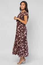 Teuila Midi Dress | Dark Clove + Blush Floral