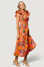 Emily Smocked Tier Dress | Orange Floral