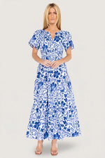 Kiana Poplin Maxi Dress | Blue Multi