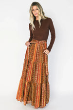 Emryn Sweater Dress | Brown + Rust Print