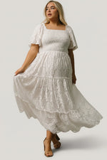 Aspen Smocked Lace Maxi Dress | Off White