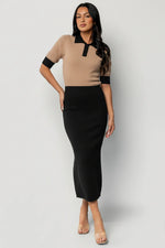 Gwendolyn Collared Midi Dress | Black + Mocha