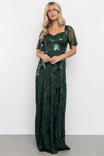 Karina Sequin Maxi Dress | Dark Green