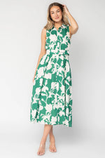 Tatum Button Down Dress | Green + Off White