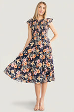 Loretta Smocked Midi Dress | Midnight Floral