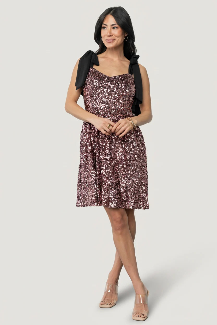 Vega Sequin Short Dress | Mauve