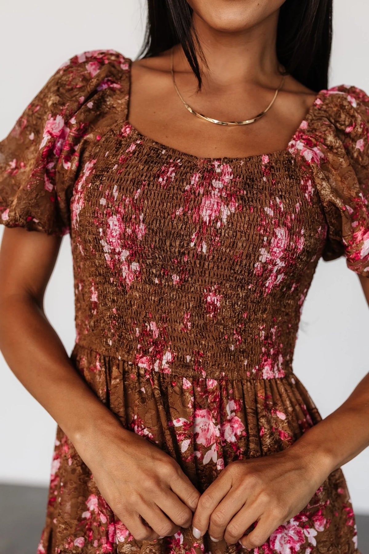 Lizzy Midi Dress | Copper + Pink
