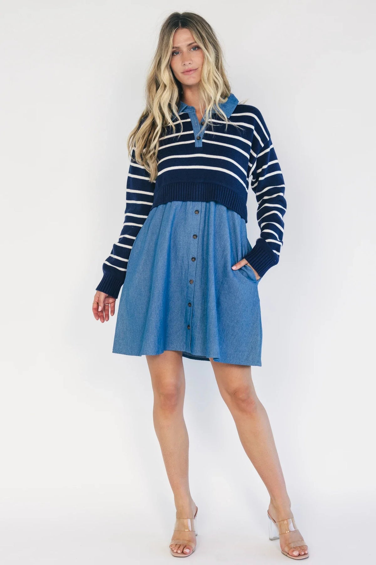 Nicole Striped Sweater Dress | Navy