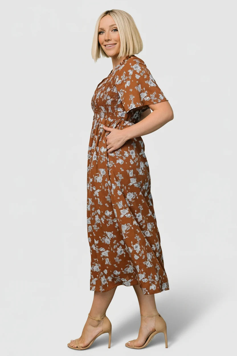 Botega Midi Dress | Brown + Blue