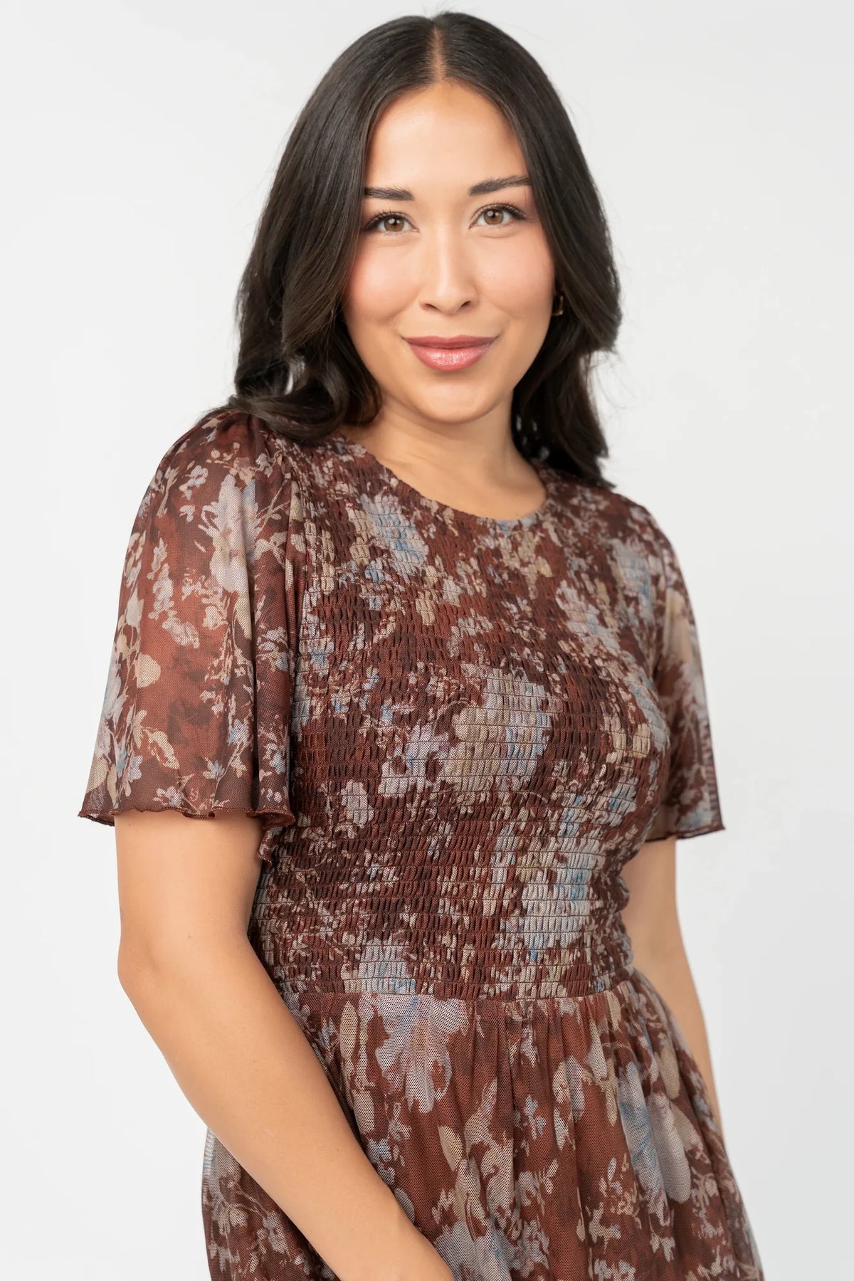 Adelaide Mesh Dress | Brown Multi
