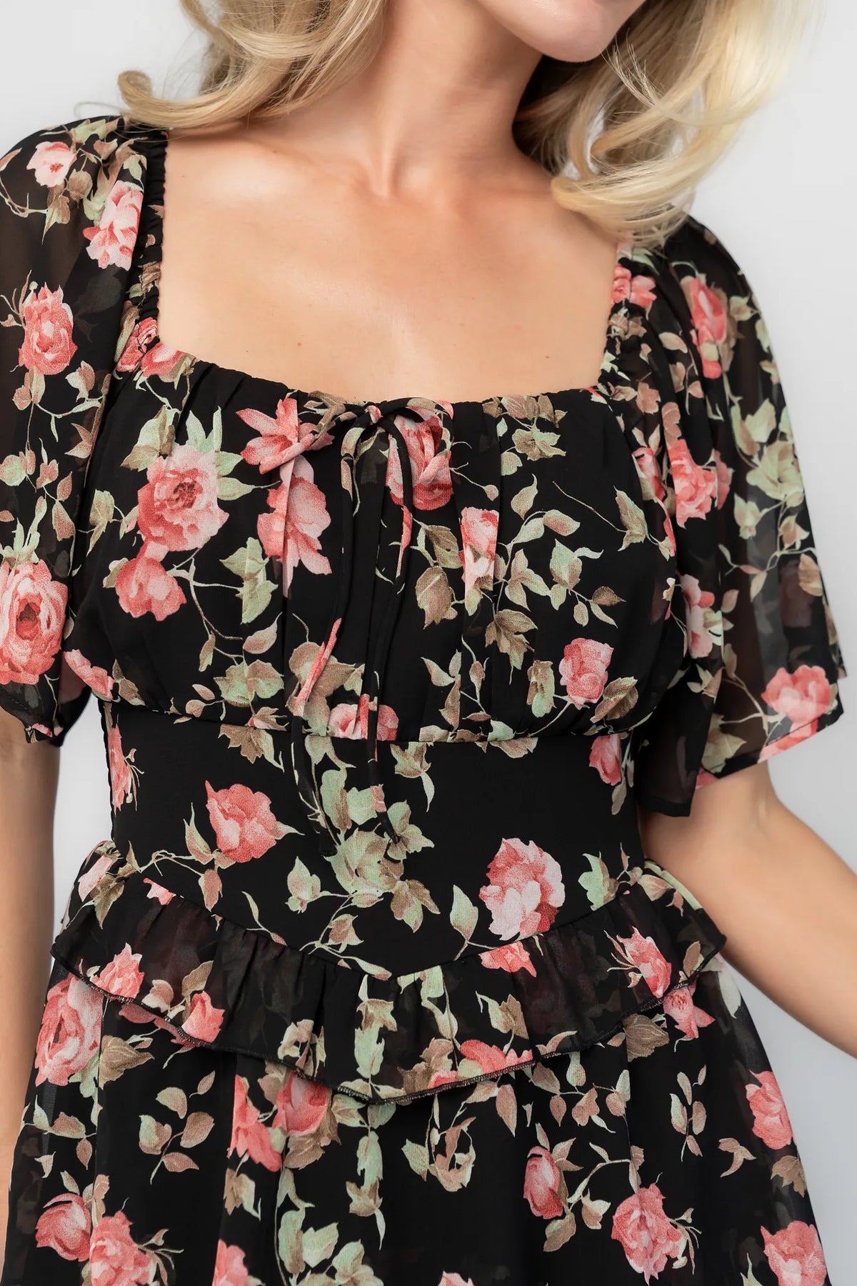 Bliss Tiered Maxi Dress | Black Multi Floral