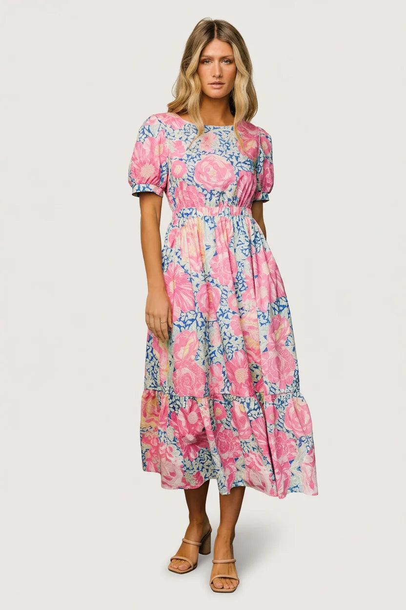 Myers Dress | Blue + Pink Floral