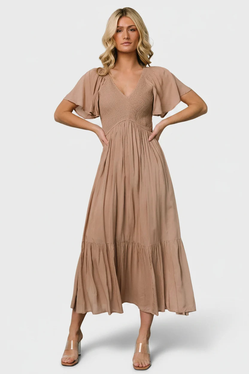 Scarlett Smocked Dress | Mocha