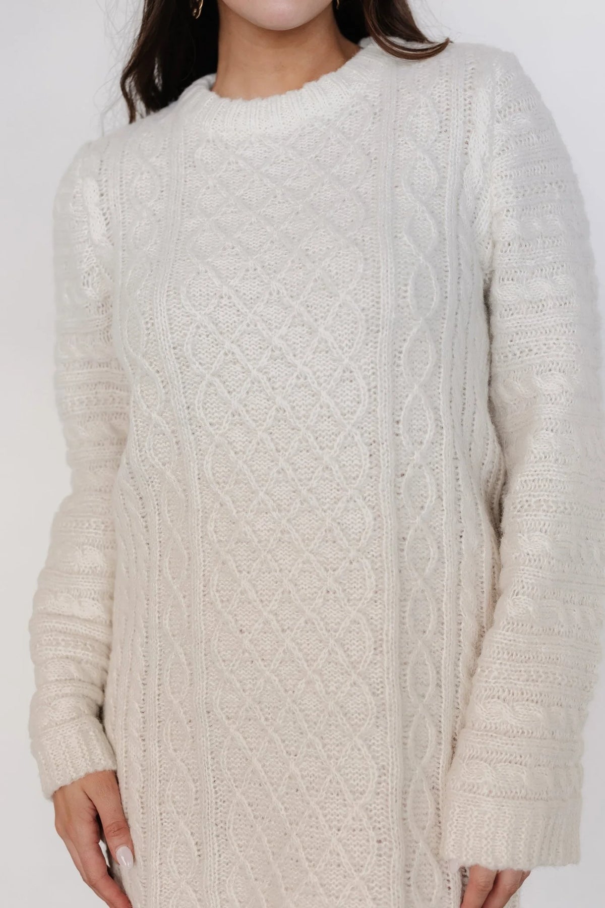 Ellis Cable Knit Sweater Dress | Ivory