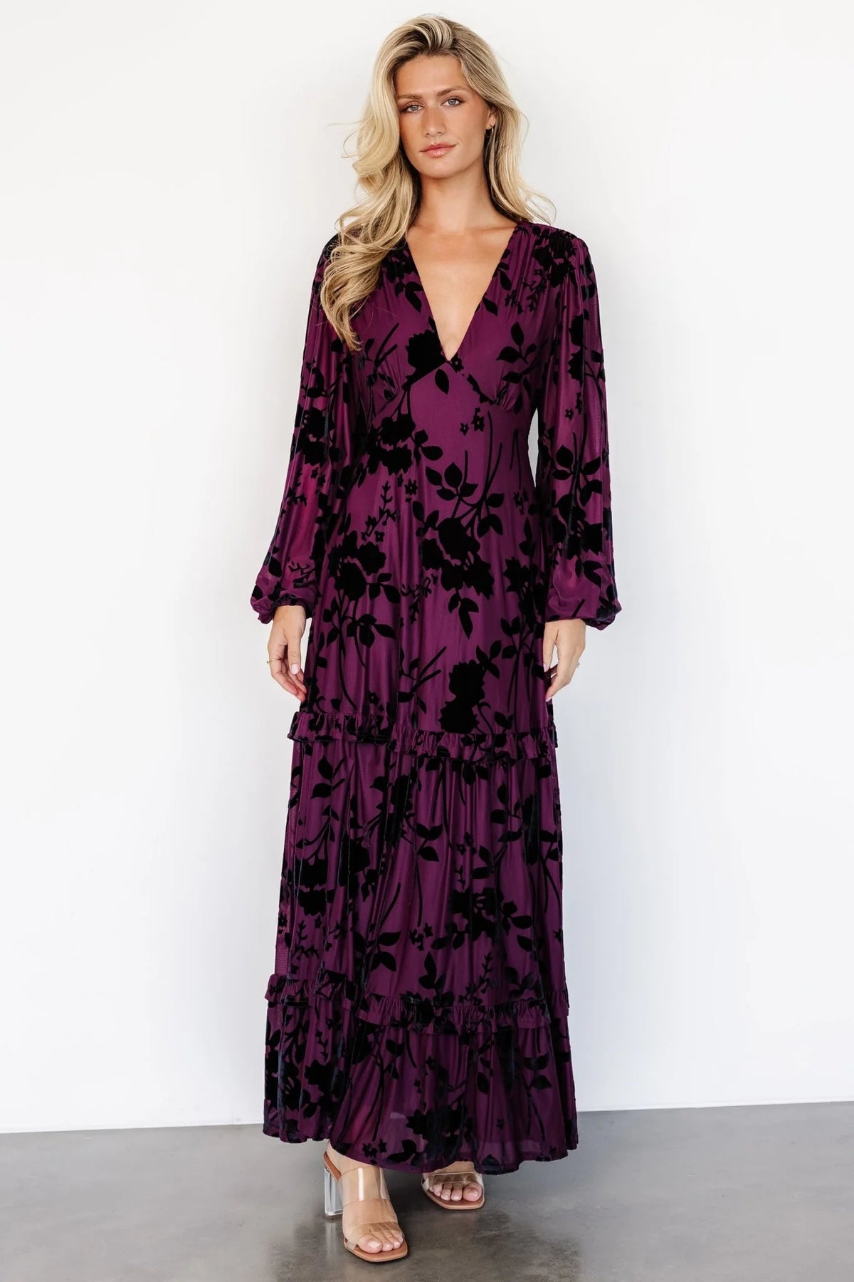 Liana Velvet Embossed Maxi Dress | Mulberry