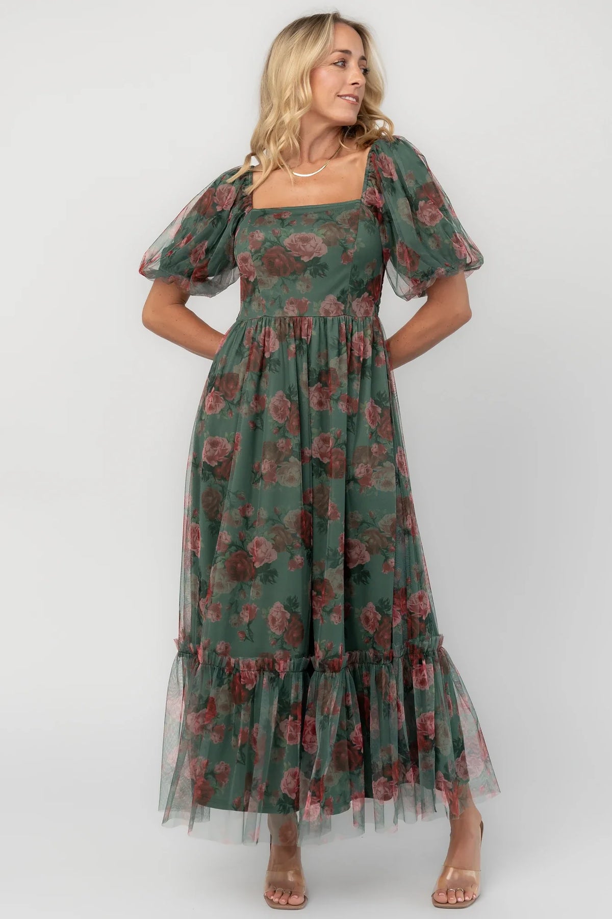 Emmeline Midi Dress | Green Floral