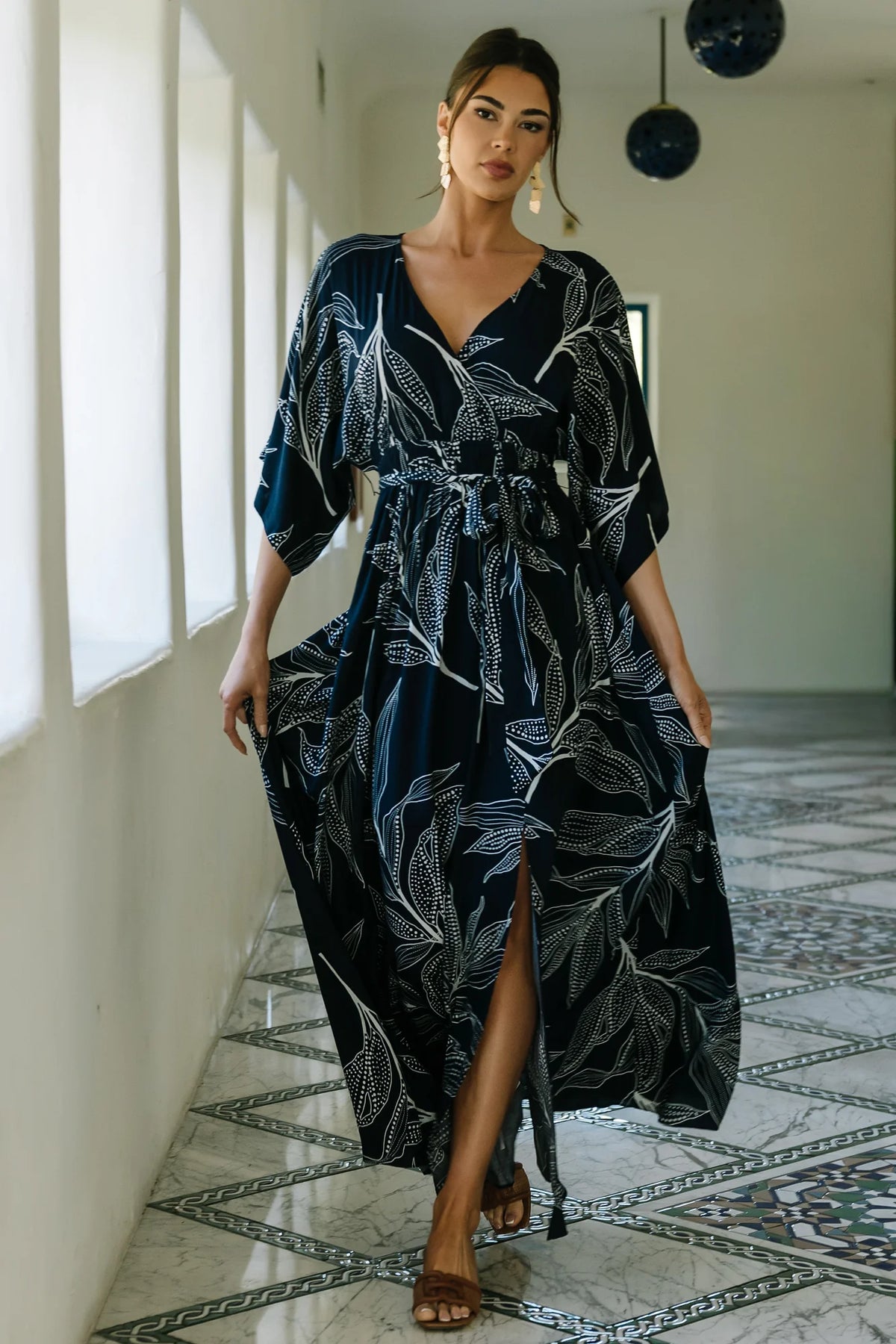 Kalea Maxi Dress | Navy + White