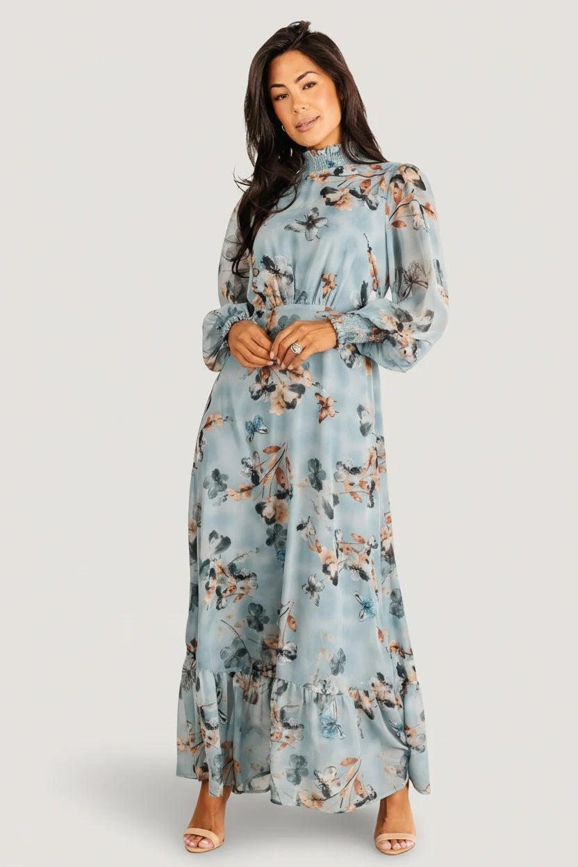Luciana Maxi Dress | Cyan Blue Floral