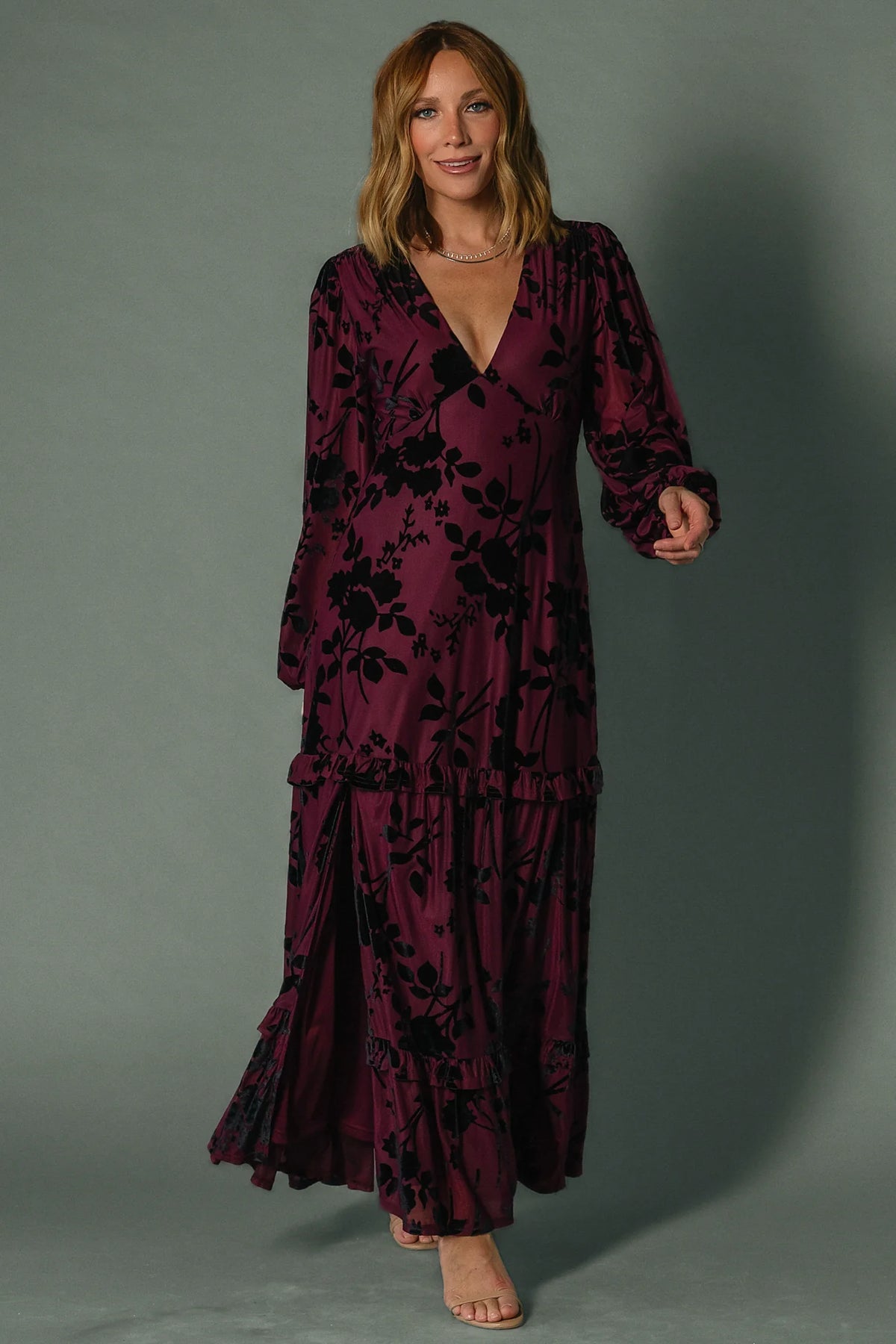Liana Velvet Embossed Maxi Dress | Mulberry
