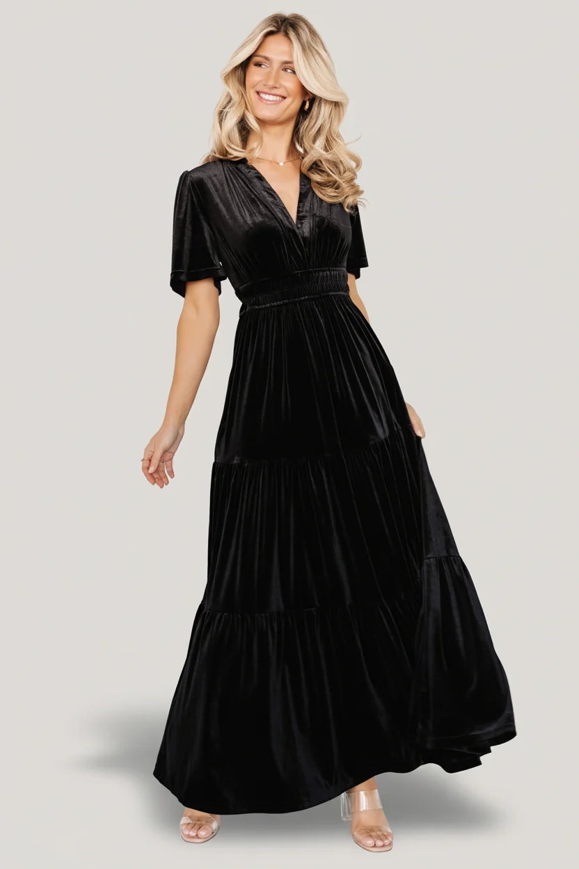 Artemis Velvet Maxi Dress | Black