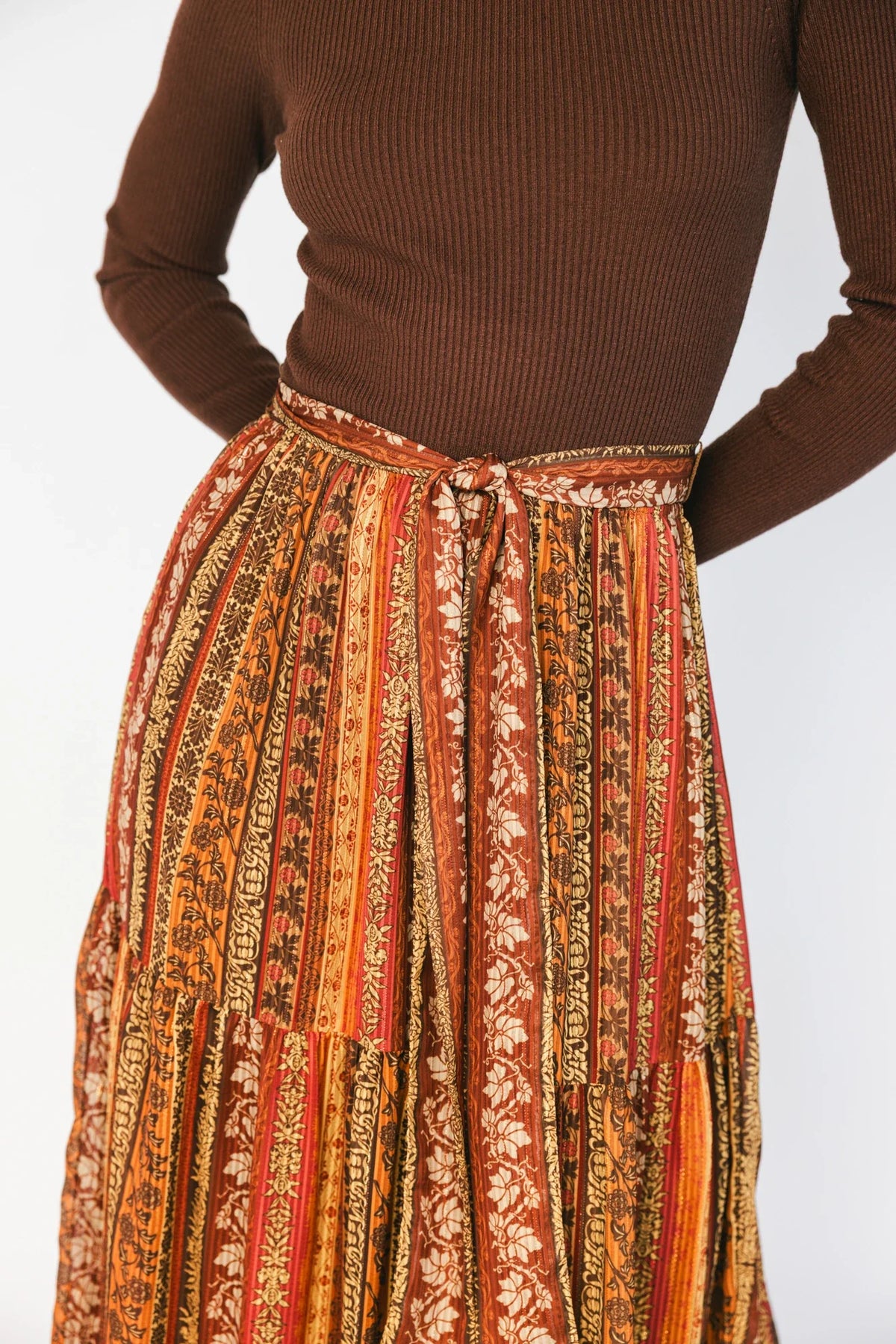 Emryn Sweater Dress | Brown + Rust Print