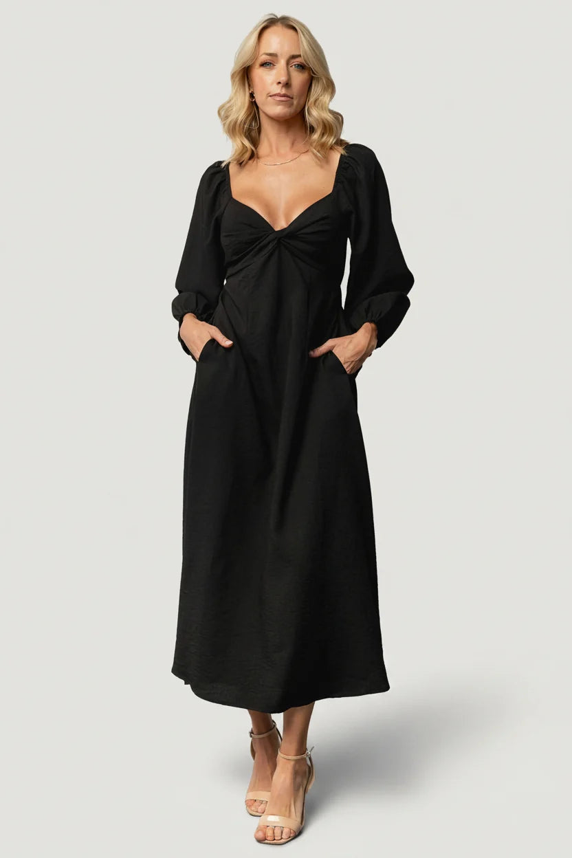 Rosalie Back Tie Dress | Black