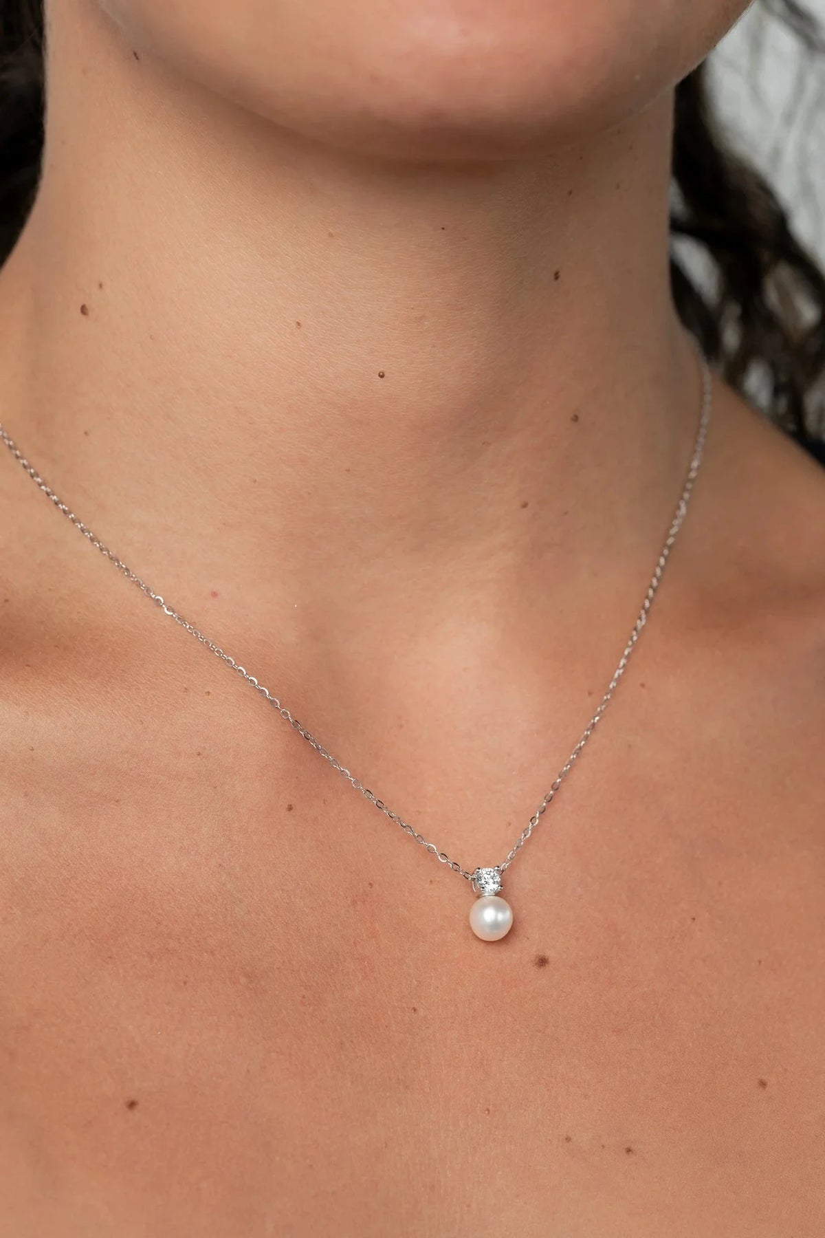Addilyn Pearl Necklace | Silver