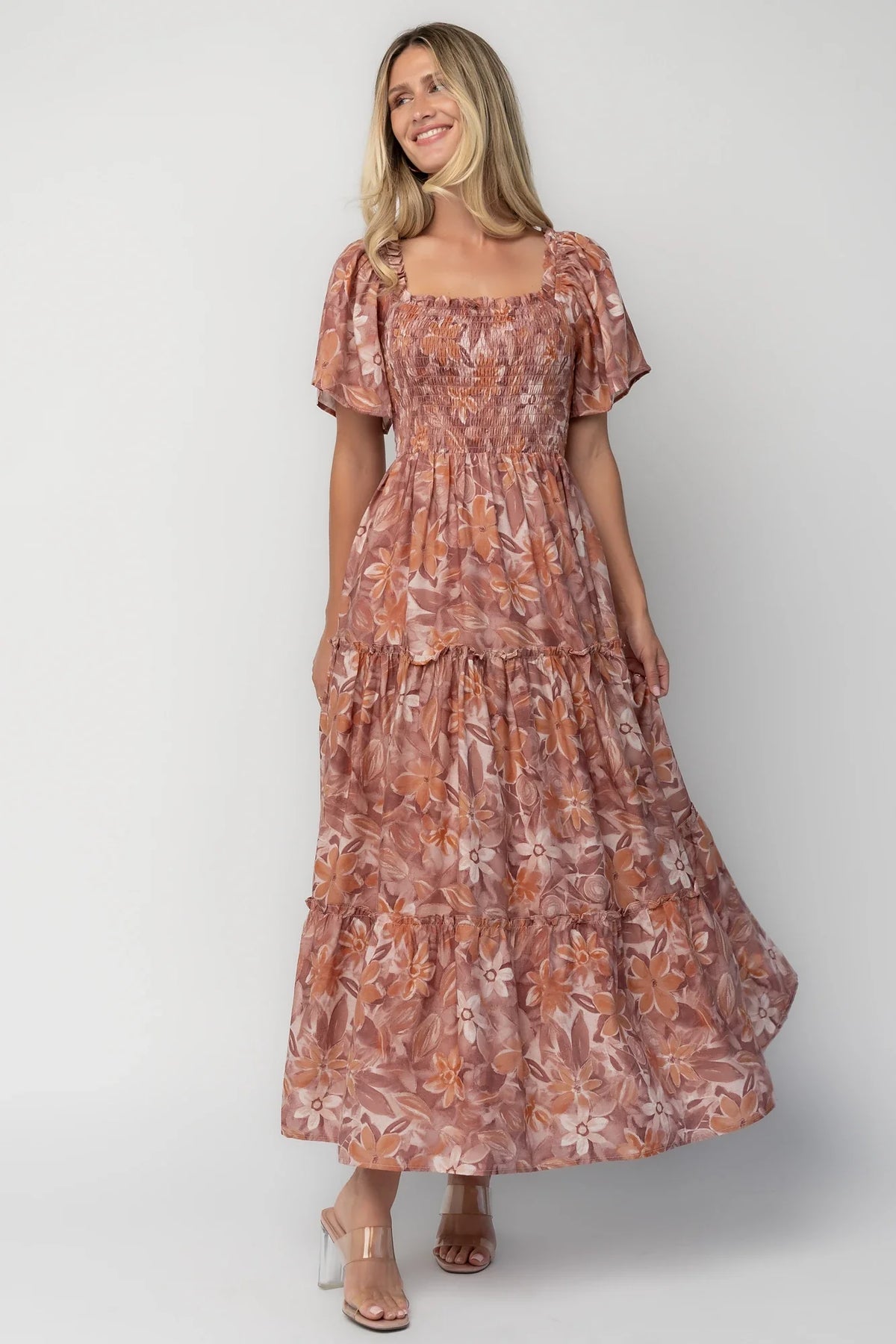 Southampton Smocked Maxi Dress | Dusty Mauve Floral