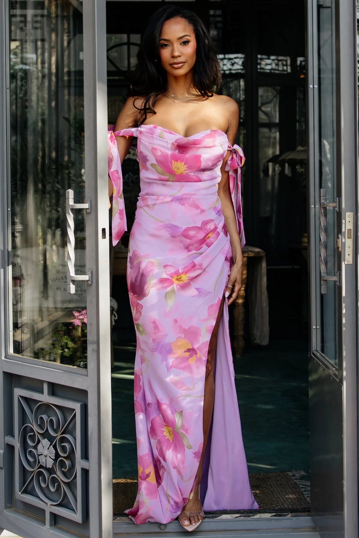 Allegra Off Shoulder Maxi Dress | Lavender Floral