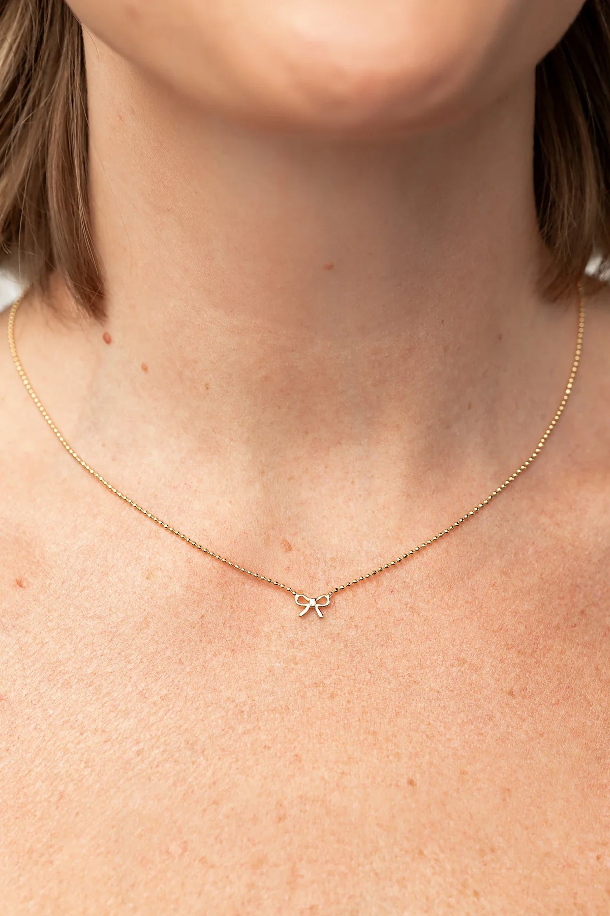 Holly Ribbon Bow Necklace | Gold